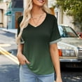 thumbnail image 6 of Tnhcen Women's 2025 Spring Summer Loose Fit V-Neck Gradient T-Shirt - Plus Size Friendly S-5XL Casual Breathable Tops, 6 of 8