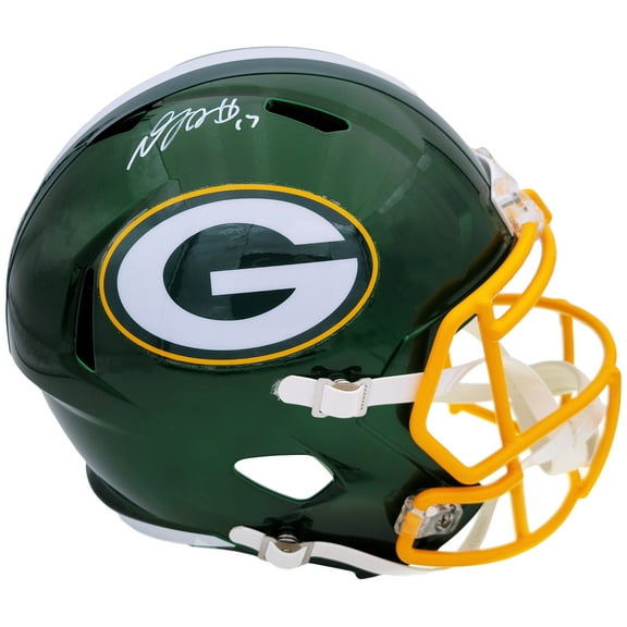 Davante Adams Autographed Green Bay Packers Flash Green Full Size Replica Speed Helmet Beckett BAS QR 201212