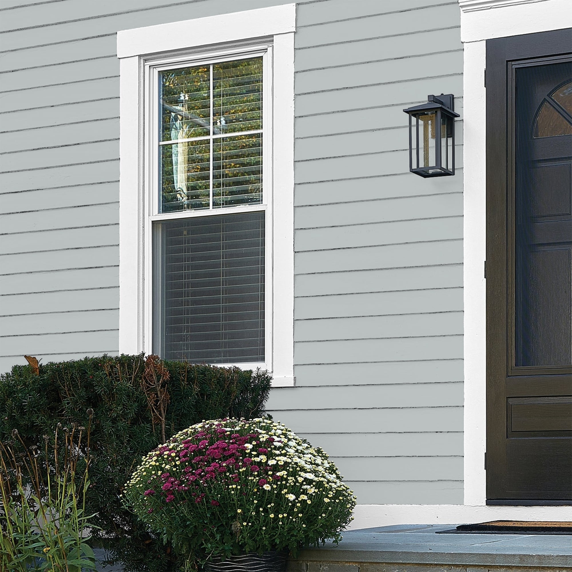 Glidden One Coat Maiden Mist / Gray Flat Exterior Paint with Primer, 5 Gallon