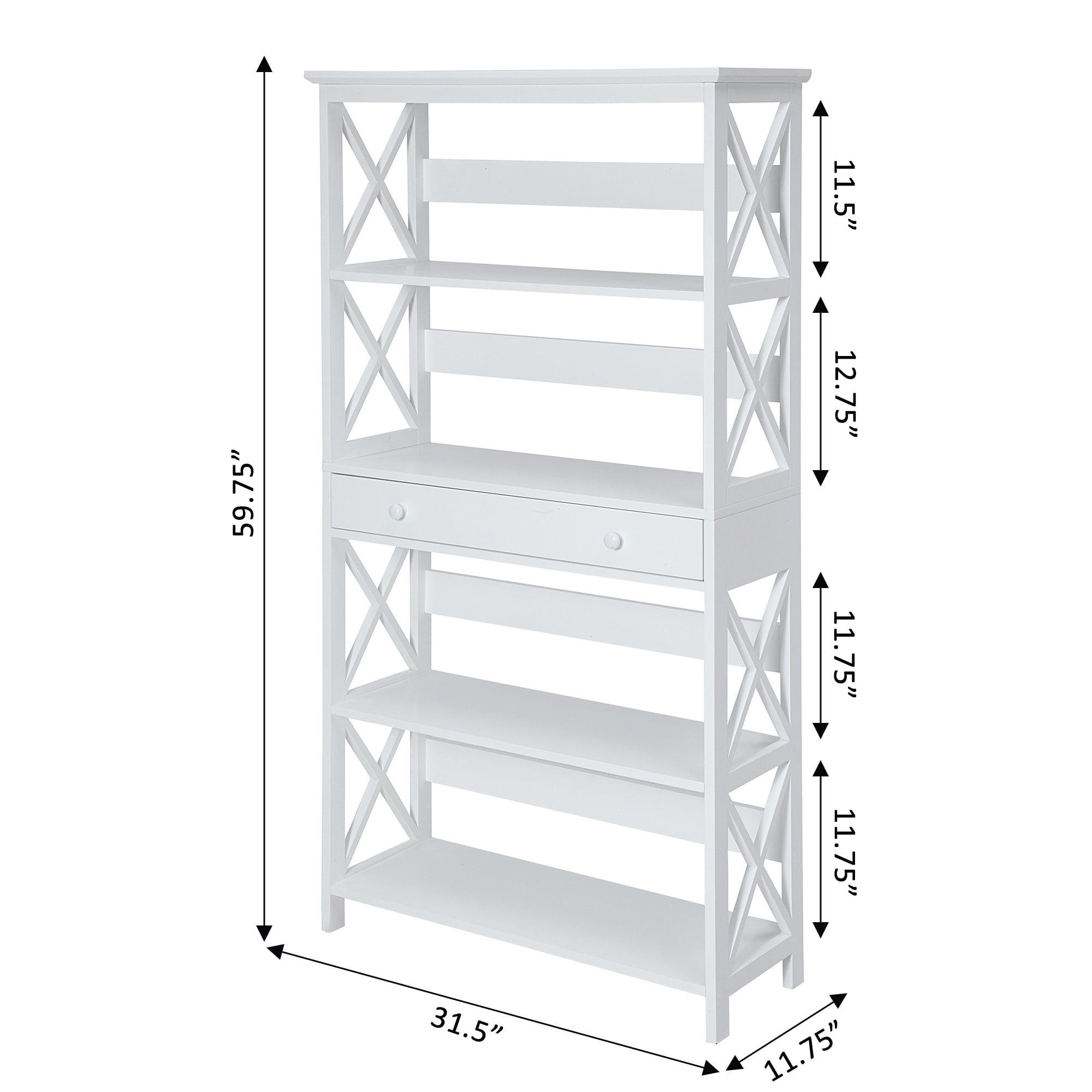 Convenience Concepts Oxford 4 Tier Standard Bookcase with 1 Drawer, Sea Foam Blue