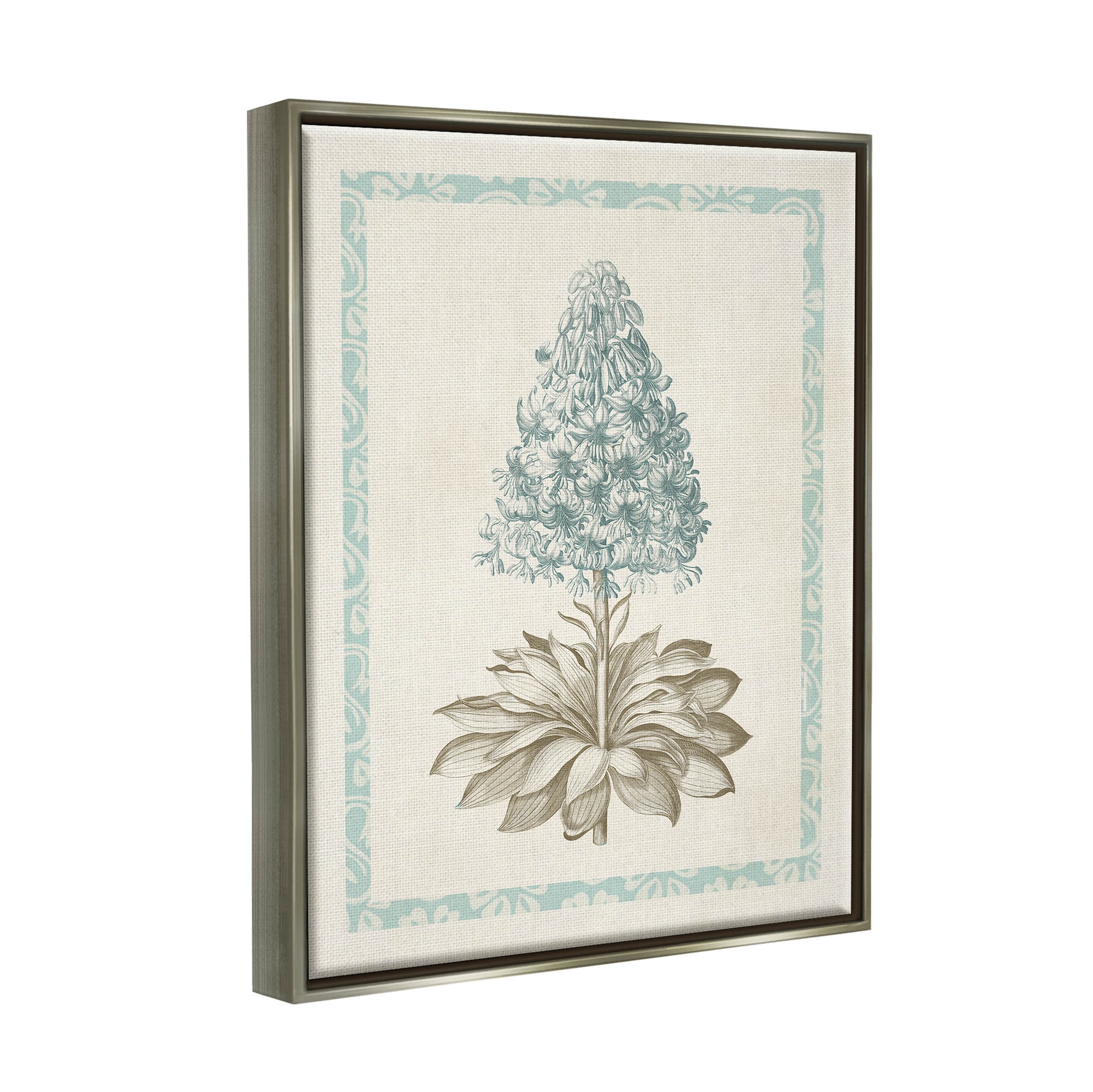 Stupell Industries Vintage Plant Nature Study Graphic Art Luster Gray Floating Framed Canvas Print Wall Art, Design by Vision Studio