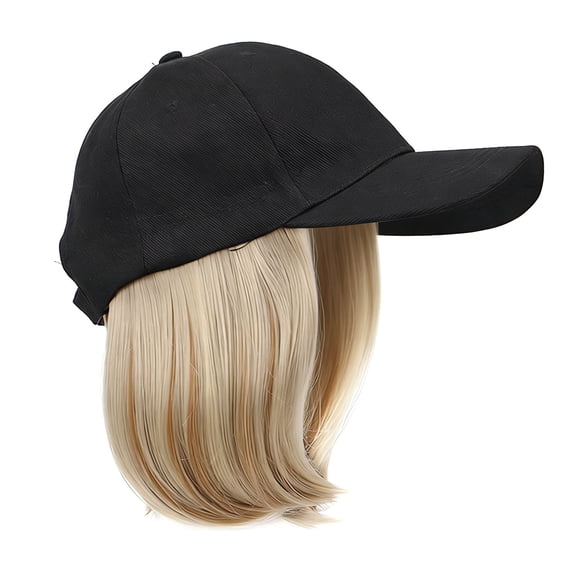 Chanana Hat Wig for Women Baseball Cap with Hair Extensions 6Inch Synthetic Straight Hair Adjustable Wig Hat with Attached Hair for Daily Wear