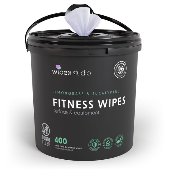 Wipex Yoga Mat Cleaner Wipes, EWG Verified Plant-Based Gym Wipes, Lemongrass & Eucalyptus, 400ct