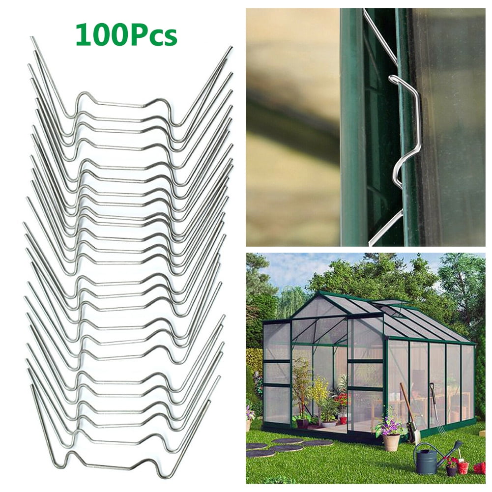 NUZYZ 100Pcs W-Type Greenhouse Glass Spring Wire Glazing Overlap Clips ...