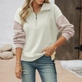 thumbnail image 3 of Half Zip Pullover Women 2025 Fall Winter Long Sleeve Color Block Collared Loose Sweatshirt Pullover Tops, 3 of 5