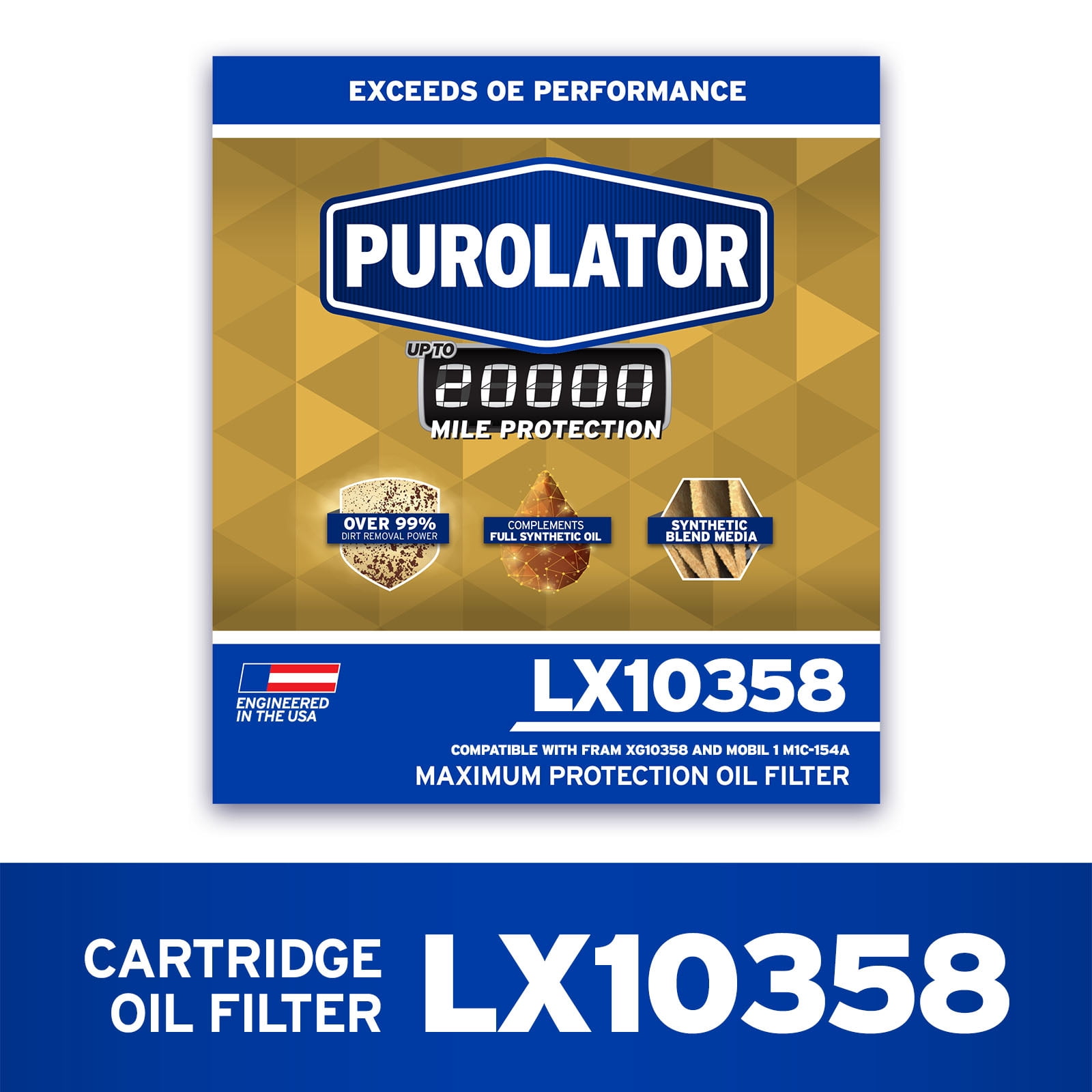 (2 pack) Purolator LX10358 Purolator 20K Oil Filter with 20,000 Mile Protection for Select Lexus, Pontiac, Scion, and more