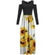 thumbnail image 3 of Vestido maxi con hombros descubiertos Estampado floral para mujer Elegante Casual O-cuello Bolsillo Vestidos largos Fridja  nbo665, 3 of 3