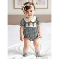 thumbnail image 3 of BemeyourBBs Baby Girl Halloween Bodysuit Short Sleeve Doll Collar Striped Romper, 3 of 9