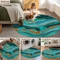 thumbnail image 5 of Round Area Rug 3 Ft, Dark Green Marble Washable Non-Slip Circle Carpet for Living Room/Bedroom, Modern Abstract Art Marble Fluid Low-Profile Small Floor Mats Collection Rugs for Indoor, 5 of 7