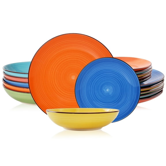 Dorothy 18 Piece Stoneware Dinnerware Set, Rainbow Series, Service for 6