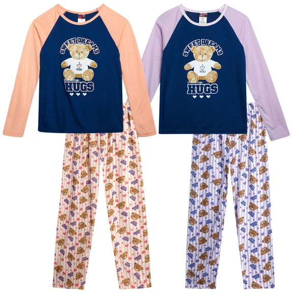 Angel Face Girls Pajama Set Soft Plush Fleece Sleep Shirt & Pajama Pants Sleepwear Set 4 Piece