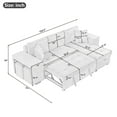 thumbnail image 2 of Miekor Furniture 104" Modern L-Shape 3 Seat Reversible Sectional Couch, Pull Out Sleeper Sofa with Storage Chaise and 2 Stools for Living Room Furniture Set, Cream W5UAAA, 2 of 9