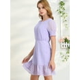 thumbnail image 4 of INSPIRE CHIC Robe Courte Trapèze de Fête pour Femme à Ourlet Volanté, Manches Bouffantes Courtes, 4 of 6