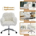 thumbnail image 4 of Makeup Vanity Chair, SYNGAR Fluffy Upholstered Vanity Seat w/ 360 Degree Swivel, Modern Faux Fur Dressing Chair, Height Adjustable Seat, Plush Vanity Seat & Back for Bedroom Living Room, White, D2688, 4 of 10