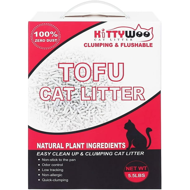 KITTYWOO Tofu Cat Litter, Natural Flushable Cat Litter Easy Clumping