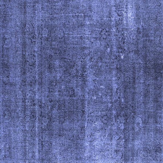 Ahgly Company Machine Washable Indoor Square Oriental Blue Industrial Area Rugs, 4' Square