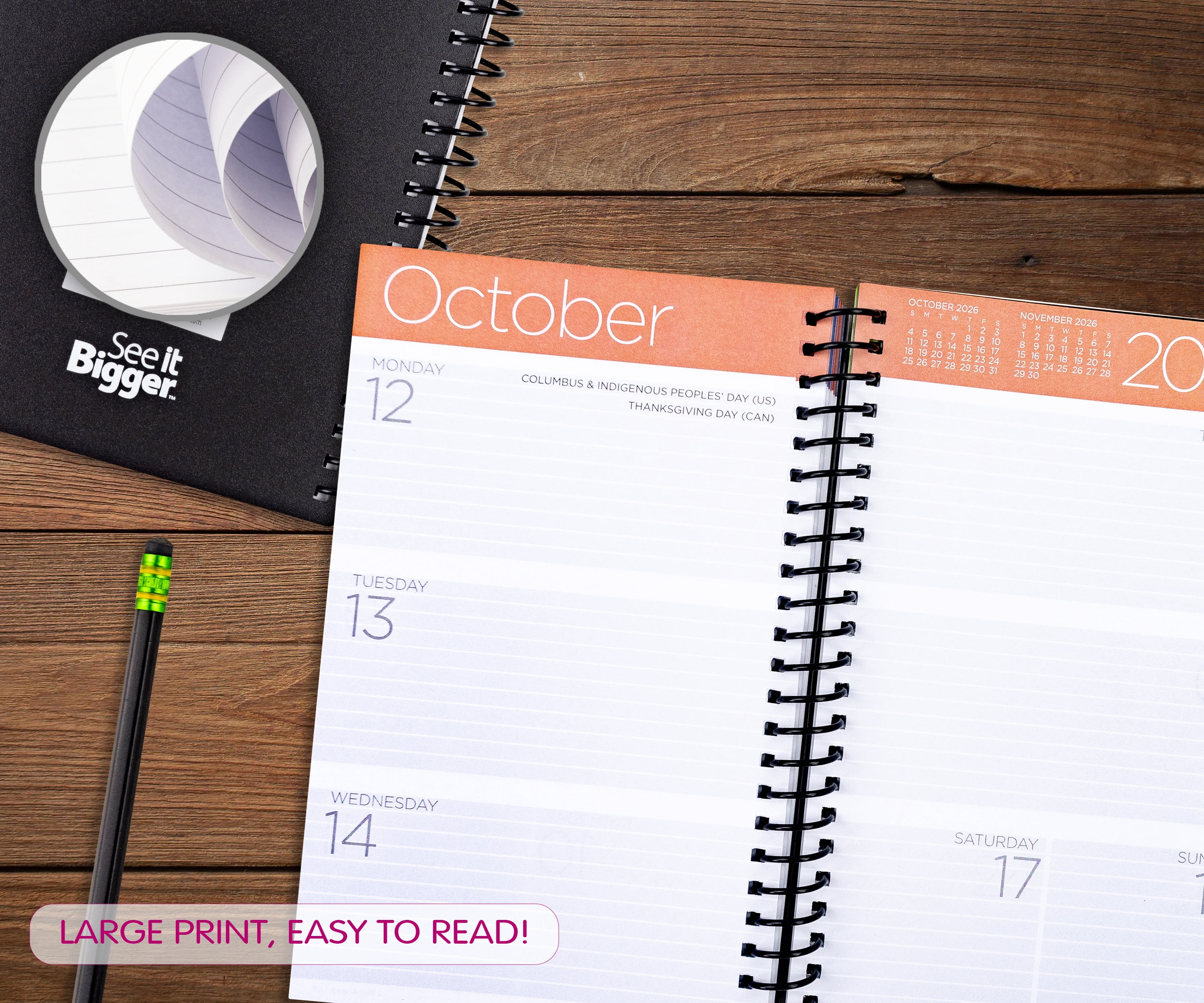 See&nbsp;it&nbsp;Bigger&nbsp;Monthly&nbsp;Weekly&nbsp;Planner Medium&nbsp;(5.25 x 8) Black 15-month&nbsp;Oct 2025-Dec&nbsp;2026