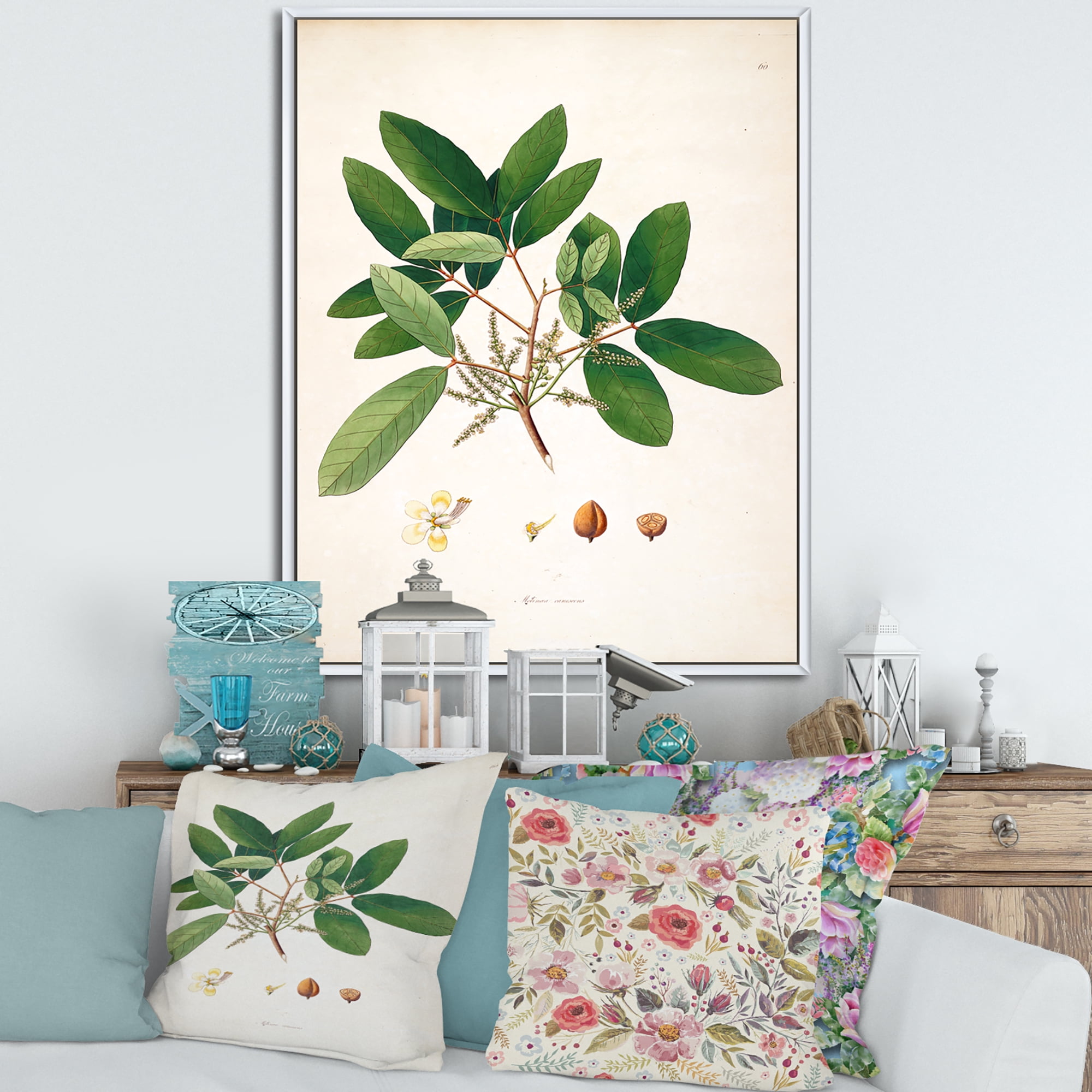 Designart 'Ancient Botanicals II' Farmhouse Framed Canvas Wall Art Print