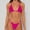 Hot Pink, variant on Top-kevin Bikini Sets for Women Two Piece Swimsuit Metal Decor String Adjustable Triangle Top Swim Wear