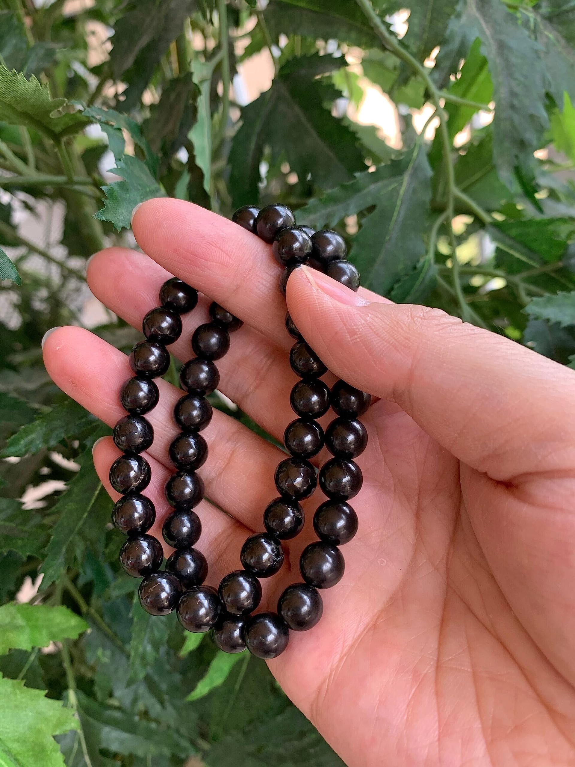 Shungite Crystal Bead Bracelet 8mm, Wholesale Genuine Shungite Stretch Gemstone Bracelet, Gift for Men & Women (2)