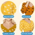 thumbnail image 3 of YEMAK Women's Cropped Cute Dog Pattern 3/4 Sleeve Button Down Cardigan Sweater MK3672-HONEY/IVORY-L, 3 of 9
