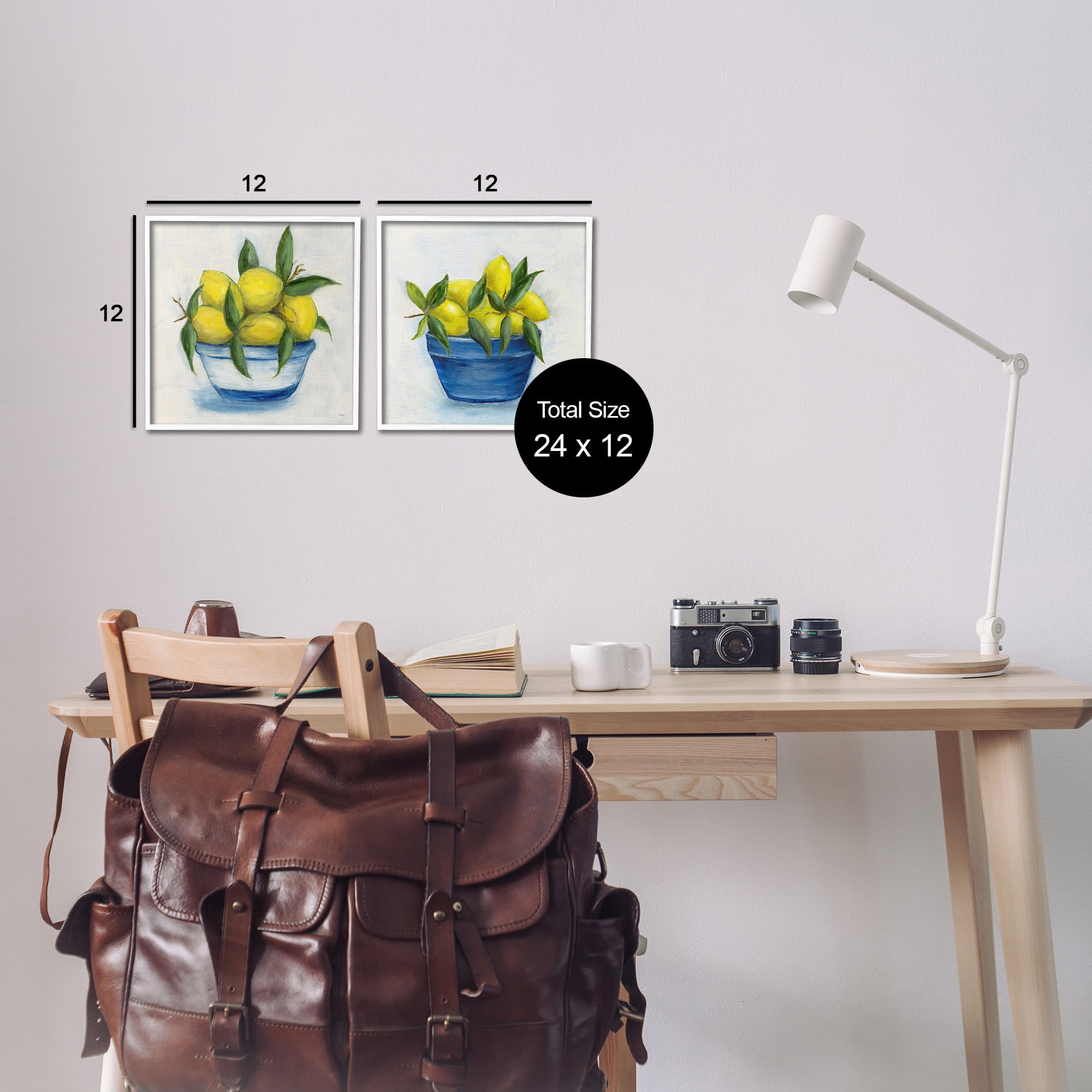 Stupell Industries Traditional Lemon Bowls Food & Beverage Painting White Framed Art Print Wall Art, 12 x 12, Set of 2