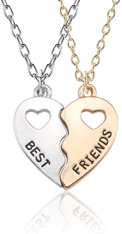 2PC Best Friend Mother Daughter Heart Pendant Necklace Gifts Mom Friendship BFF 