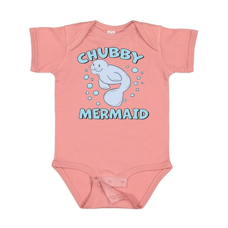 

Inktastic Chubby Mermaid with Cute Manatee and Bubbles Gift Baby Boy or Baby Girl Bodysuit