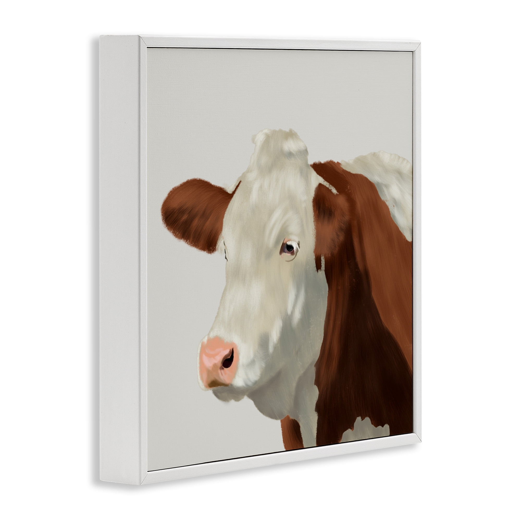 Stupell Industries Farm Friend Cow Portrait White Framed Giclee Art, design by Marcus Prime