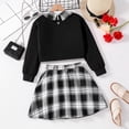 thumbnail image 5 of Gaexia Toddler Fall Outfits For Girls ,Girls Spring Outfits Long Sleeve Letter Print Pullover Hoodie Plaid Pleated Skirt Set Casual Two Piece Tween Clothes,8 Years, 5 of 7