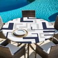 thumbnail image 6 of Modern Geometric Navy Blue Round Tablecloth 36-44 Inch Round Fitted Table Cloth with Elastic Edge, Abstract Minimalist Artwork Lines Waterproof Table Cover Protector for Outdoor Picnic Party Dining, 6 of 9