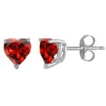 thumbnail image 2 of Heart Garnet Earrings in Sterling Silver ( 5mm ), 2 of 4