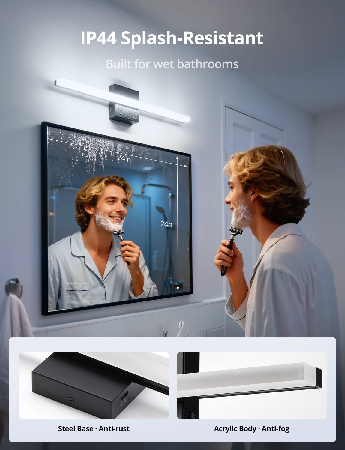 Combuh 5CCT bathroom light fixtures Over Mirror 24 Inch Farmhouse Black Vanity Lights, 14W 1250LM LED Lighting Bar for Kitchen Room Cool White/Natural White/Warm White