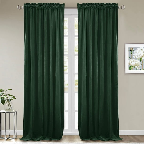Cortinas Stangh de terciopelo verde oscuro, 260 x 260 cm, 2 paneles