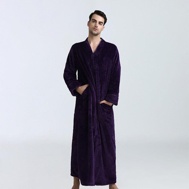 Albornoz para hombre y mujer, ropa de dormir suave, chal de kimono, cremallera gruesa informal