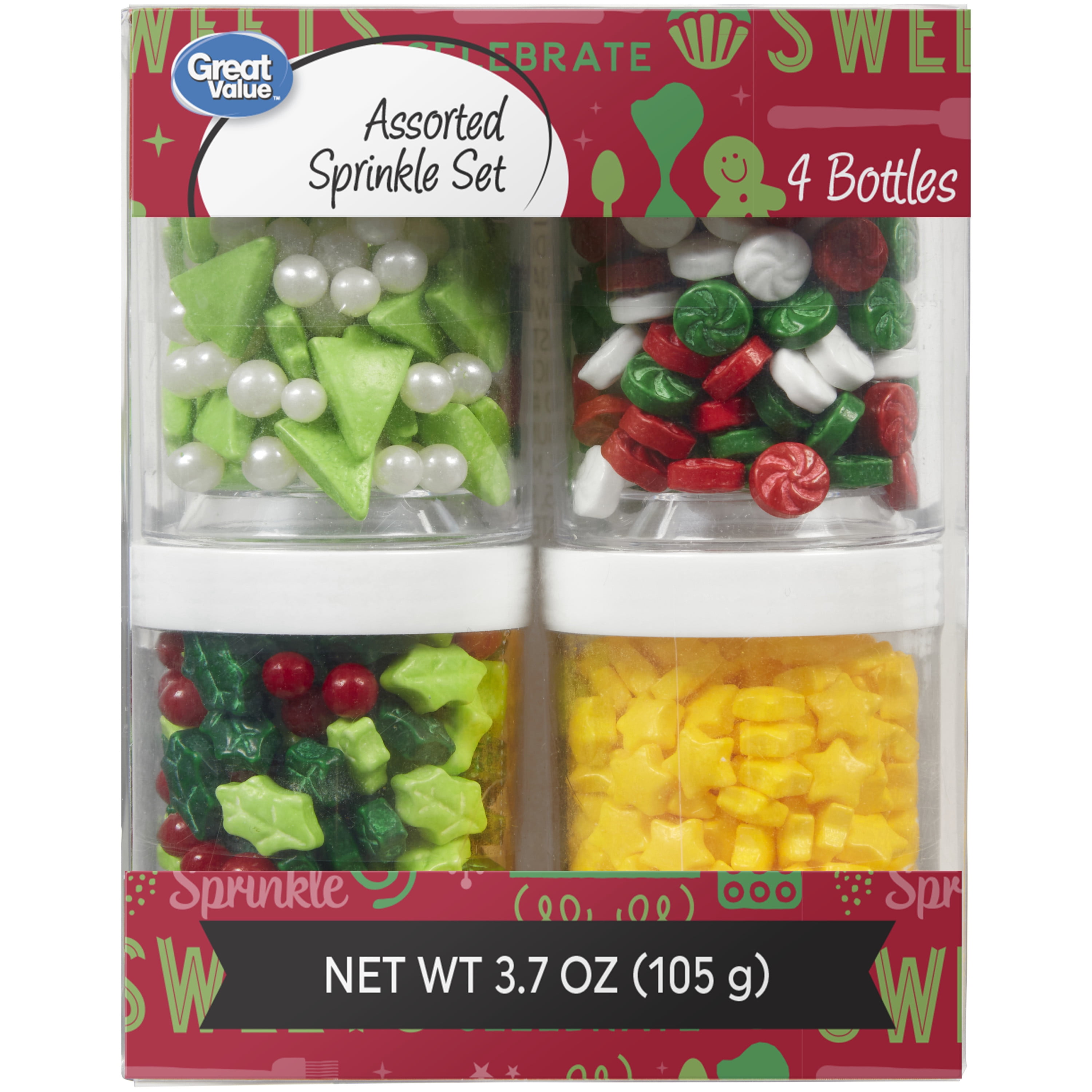 Great Value Traditional Christmas Sprinkles 4-Pack, 3.75 oz. - Walmart.com