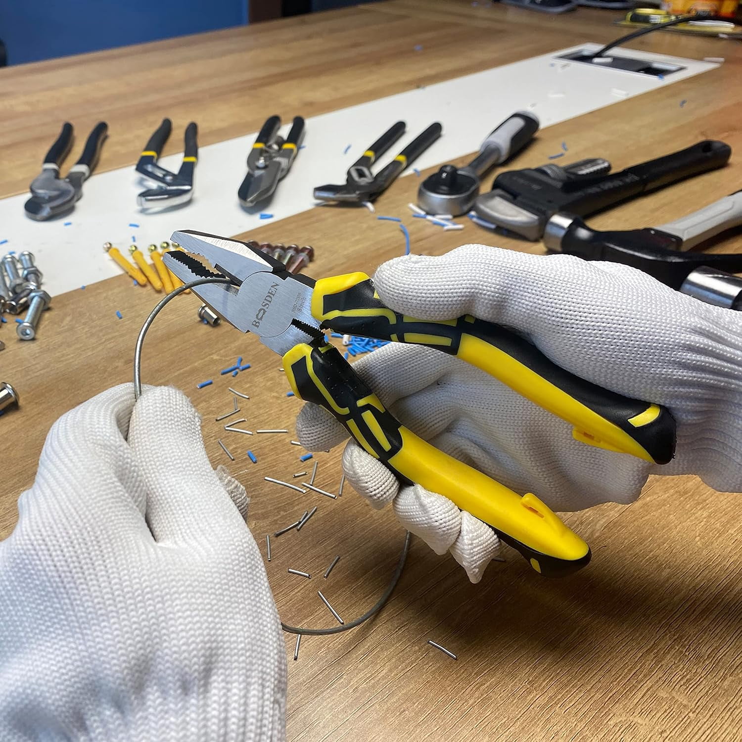 8 inch Lineman's Pliers - Side Cutters Combination Pliers with High Leverage and Wire Cutter Function