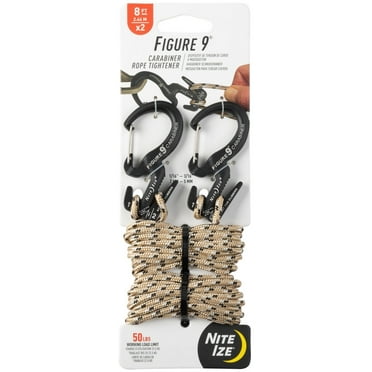 Nite Ize 2-Pack Figure 9 Carabiner Rope Tightener w/ 8' Rope - Black