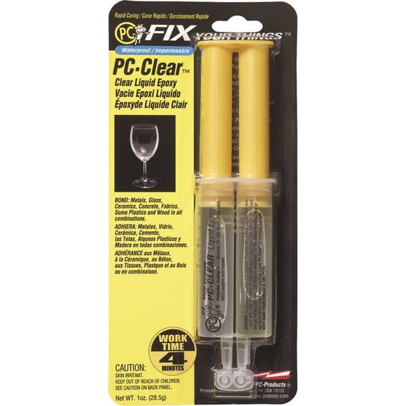 PC Products PC-Clear Epoxy Adhesive Liquid, 1oz Double Syringe, Clear 70147