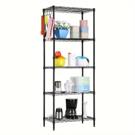 Adjustable Storage Shelving Steel Heavy Duty 5-Tier Utility Shelving Unit Steel Organizer Wire Rack for Home,Kitchen,Office (21.3" D x 11.4" W x 59.1" H)
