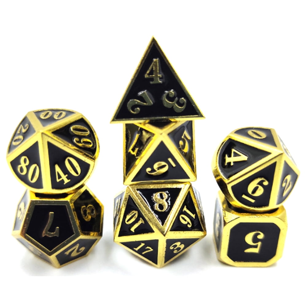 Hollow Metal Dices Set 7 Pieces DND Game Polyhedral Metal D&D Dice Set for Role Playing Game Dungeons and Dragons