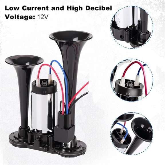 Upgraded 600DB Super Train Horns 12V Waterproof Air Horns Replacement Kit Car Air Double Horns With Compressor Automotive Accessories