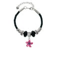 thumbnail image 2 of Delight Jewelry Silvertone Hot Pink and Purple Plumeria Flower Aunt Celtic Knot Leather Bead Bracelet, 7"+2" Extender, 2 of 4