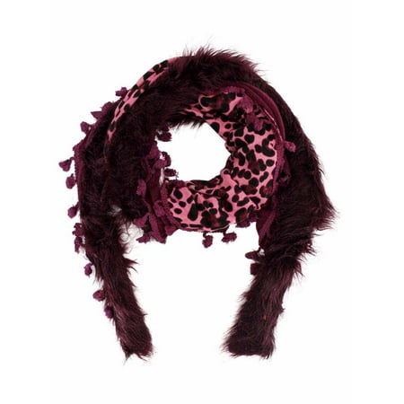 Fur Trimmed Toggle - Leopard Shawl Wrap With Faux Fur Trim