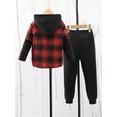 thumbnail image 3 of Bagilaanoe 2PCS Little Boy Pants Set Toddler Plaid Long Sleeve Hoodies Sweatshirt Tops + Sweatpants 3T 4T 5T 6T 7T Kids Casual Sweatsuits, 3 of 9