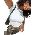 thumbnail image 2 of Womens Slim Fitted Crop Tops - Basic Crew Neck Short Sleeve Casual Tees for Going Out, 2 of 5