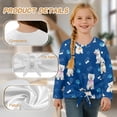 thumbnail image 6 of Xixirimido Blue West Highland White Terrier Pattern Girls Long Sleeve Shirt Kids Crewneck T-Shirts Trendy 3D Graphic Tie-hem Cute Tees for Fall Winter, Size 7-8, 6 of 7