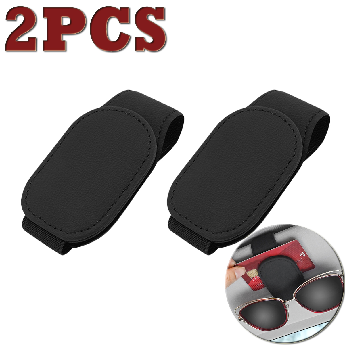 Sunglasses Holders for Car Sun Visor Leather Sunglasses Clip