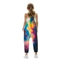 thumbnail image 4 of MKOSPLRT Jumpsuits for Girl Casual Graphic Overalls Sleeveless V Neck Baggy Jumpsuits Sparkly Spaghetti Strap Romper Harem Long Pants with Pocket, 4 of 6