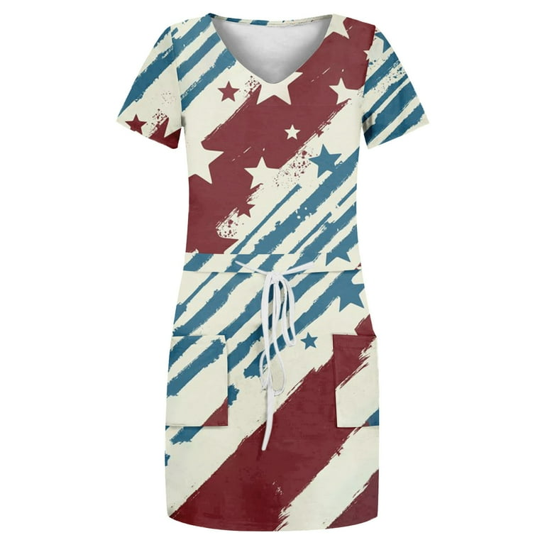 BEEYASO Clearance Summer Dresses for Women V-Neck Printed A-Line